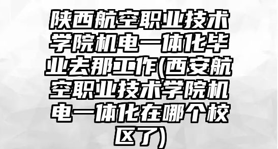 陜西航空職業(yè)技術學院機電一體化畢業(yè)去那工作(西安航空職業(yè)技術學院機電一體化在哪個校區(qū)了)