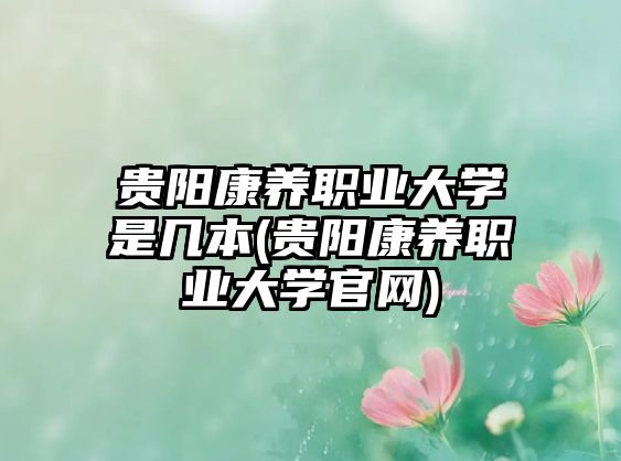 貴陽(yáng)康養(yǎng)職業(yè)大學(xué)是幾本(貴陽(yáng)康養(yǎng)職業(yè)大學(xué)官網(wǎng))