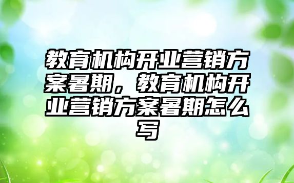 教育機(jī)構(gòu)開業(yè)營銷方案暑期，教育機(jī)構(gòu)開業(yè)營銷方案暑期怎么寫