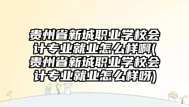 貴州省新城職業(yè)學(xué)校會計專業(yè)就業(yè)怎么樣啊(貴州省新城職業(yè)學(xué)校會計專業(yè)就業(yè)怎么樣呀)