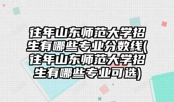 往年山東師范大學(xué)招生有哪些專業(yè)分?jǐn)?shù)線(往年山東師范大學(xué)招生有哪些專業(yè)可選)