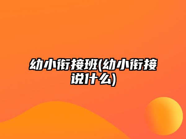 幼小銜接班(幼小銜接說什么)