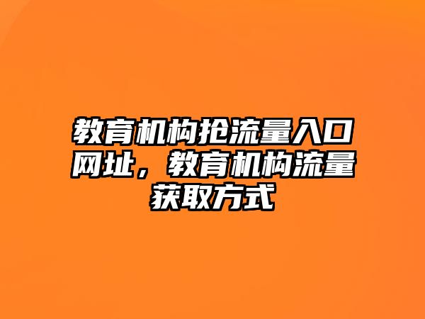 教育機(jī)構(gòu)搶流量入口網(wǎng)址，教育機(jī)構(gòu)流量獲取方式