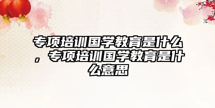 專項培訓國學教育是什么，專項培訓國學教育是什么意思