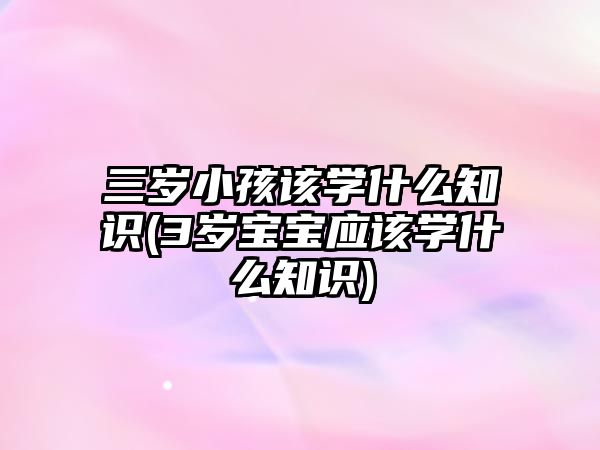 三歲小孩該學什么知識(3歲寶寶應該學什么知識)