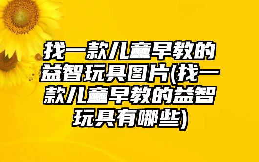 找一款兒童早教的益智玩具圖片(找一款兒童早教的益智玩具有哪些)