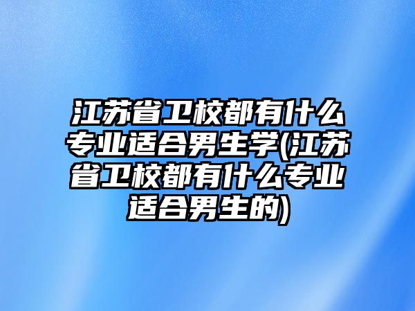 江蘇省衛(wèi)校都有什么專業(yè)適合男生學(xué)(江蘇省衛(wèi)校都有什么專業(yè)適合男生的)