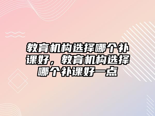 教育機構(gòu)選擇哪個補課好，教育機構(gòu)選擇哪個補課好一點