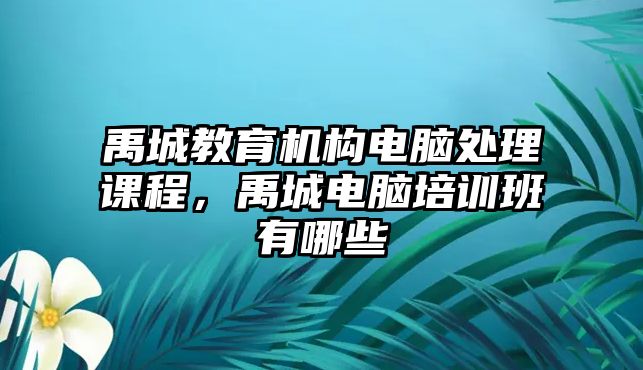 禹城教育機構(gòu)電腦處理課程，禹城電腦培訓(xùn)班有哪些