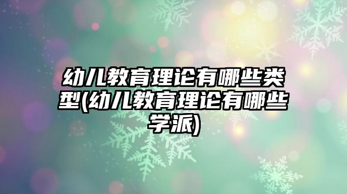 幼兒教育理論有哪些類型(幼兒教育理論有哪些學(xué)派)