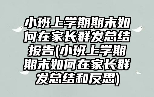 小班上學(xué)期期末如何在家長群發(fā)總結(jié)報(bào)告(小班上學(xué)期期末如何在家長群發(fā)總結(jié)和反思)