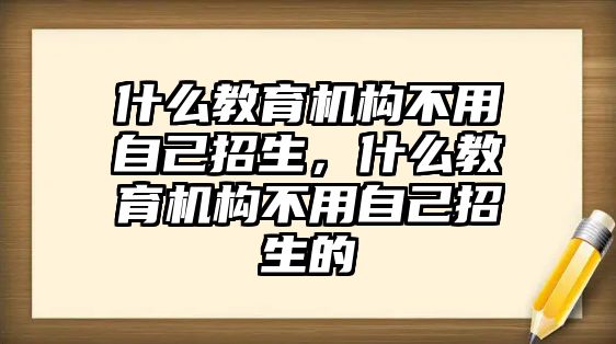 什么教育機構不用自己招生，什么教育機構不用自己招生的