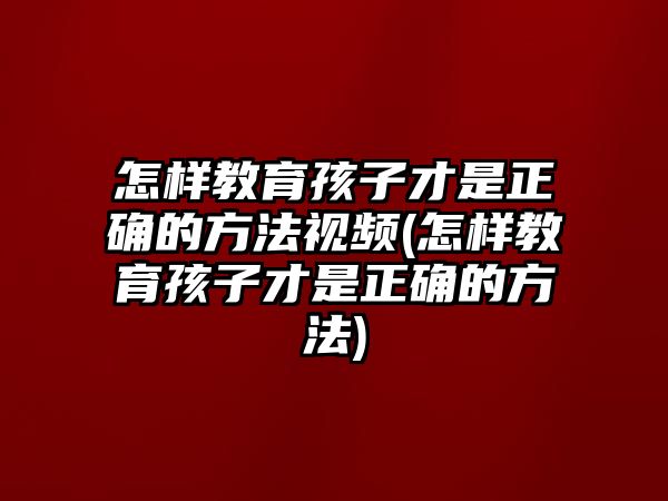 怎樣教育孩子才是正確的方法視頻(怎樣教育孩子才是正確的方法)