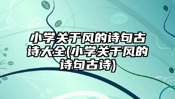 小學關于風的詩句古詩大全(小學關于風的詩句古詩)