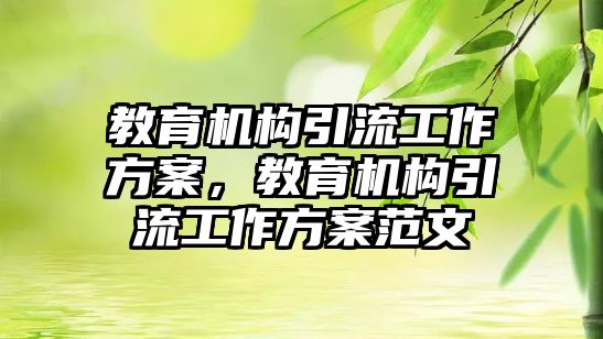 教育機構引流工作方案，教育機構引流工作方案范文