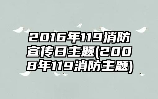 2016年119消防宣傳日主題(2008年119消防主題)