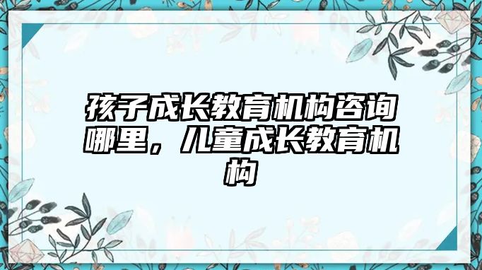 孩子成長教育機構咨詢哪里，兒童成長教育機構