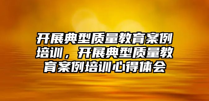 開展典型質量教育案例培訓，開展典型質量教育案例培訓心得體會