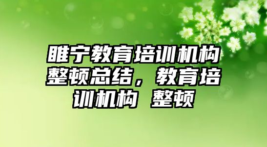 睢寧教育培訓機構整頓總結，教育培訓機構 整頓