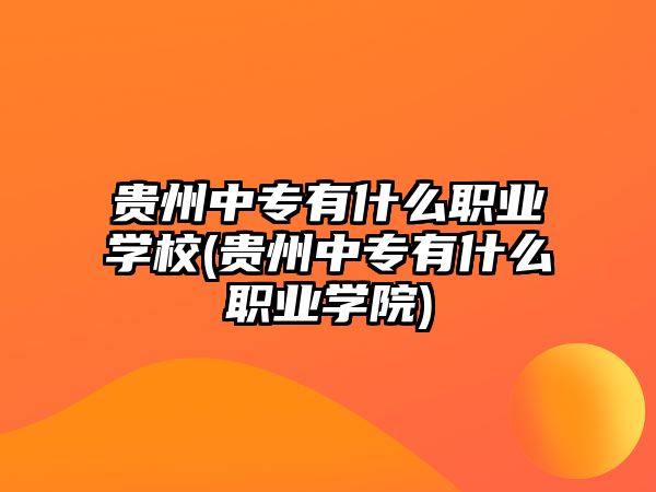 貴州中專有什么職業(yè)學(xué)校(貴州中專有什么職業(yè)學(xué)院)