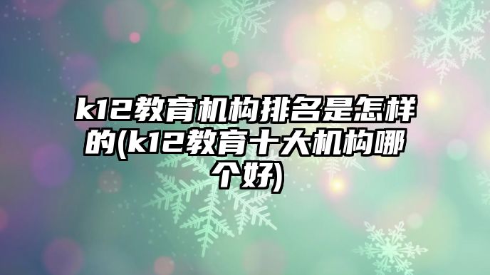 k12教育機構排名是怎樣的(k12教育十大機構哪個好)