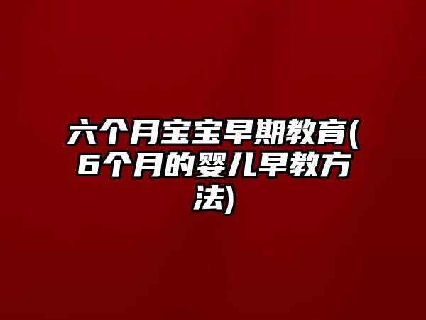 六個(gè)月寶寶早期教育(6個(gè)月的嬰兒早教方法)