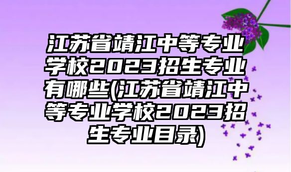 江蘇省靖江中等專業(yè)學校2023招生專業(yè)有哪些(江蘇省靖江中等專業(yè)學校2023招生專業(yè)目錄)