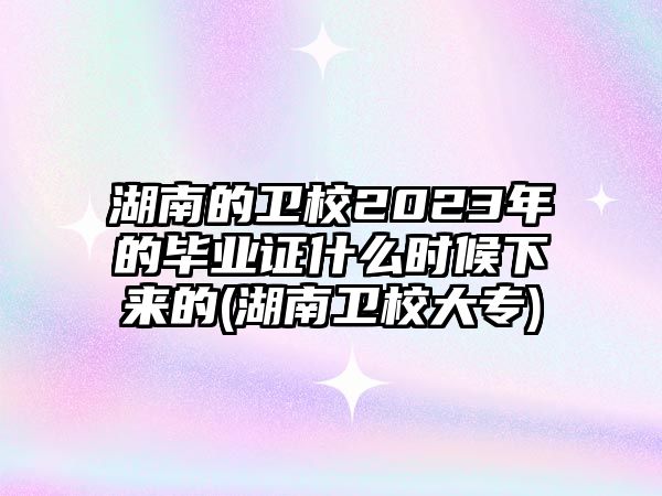 湖南的衛(wèi)校2023年的畢業(yè)證什么時(shí)候下來的(湖南衛(wèi)校大專)