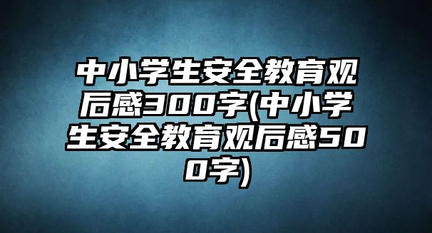 中小學(xué)生安全教育觀后感300字(中小學(xué)生安全教育觀后感500字)