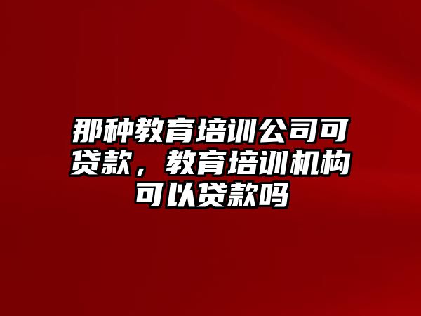 那種教育培訓(xùn)公司可貸款，教育培訓(xùn)機(jī)構(gòu)可以貸款嗎