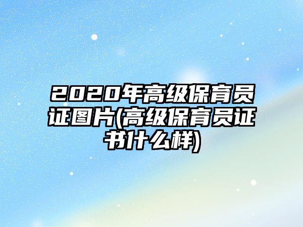 2020年高級(jí)保育員證圖片(高級(jí)保育員證書(shū)什么樣)