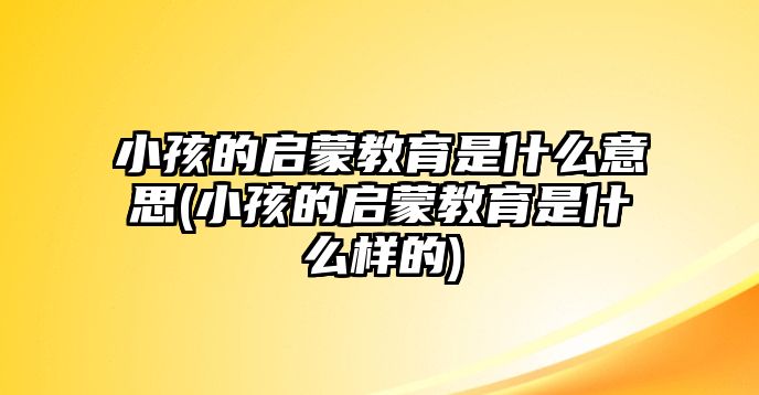 小孩的啟蒙教育是什么意思(小孩的啟蒙教育是什么樣的)