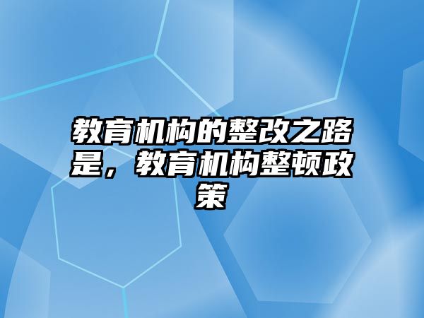 教育機構(gòu)的整改之路是，教育機構(gòu)整頓政策