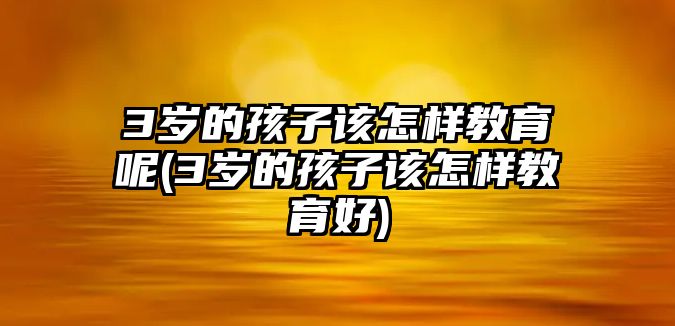 3歲的孩子該怎樣教育呢(3歲的孩子該怎樣教育好)