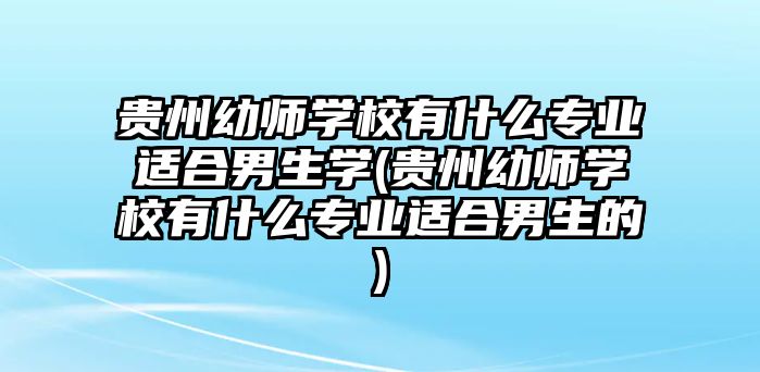 貴州幼師學(xué)校有什么專業(yè)適合男生學(xué)(貴州幼師學(xué)校有什么專業(yè)適合男生的)