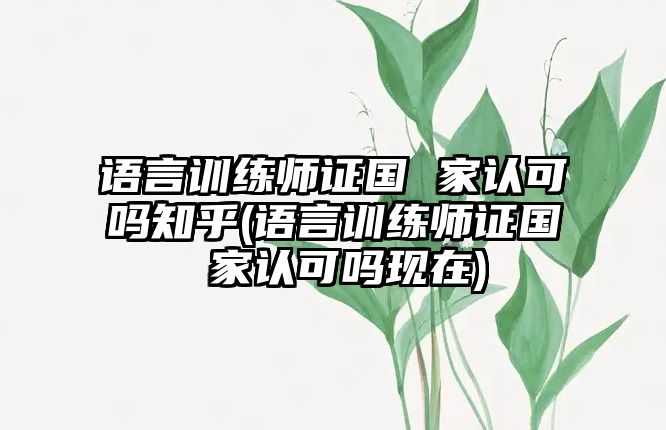 語言訓(xùn)練師證國 家認(rèn)可嗎知乎(語言訓(xùn)練師證國 家認(rèn)可嗎現(xiàn)在)