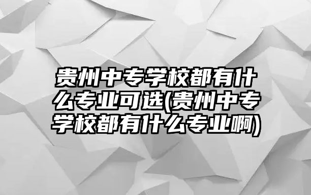 貴州中專學(xué)校都有什么專業(yè)可選(貴州中專學(xué)校都有什么專業(yè)啊)