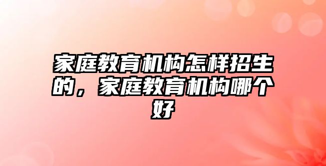 家庭教育機構怎樣招生的，家庭教育機構哪個好