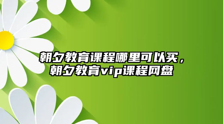 朝夕教育課程哪里可以買，朝夕教育vip課程網(wǎng)盤