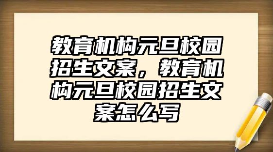 教育機構(gòu)元旦校園招生文案，教育機構(gòu)元旦校園招生文案怎么寫