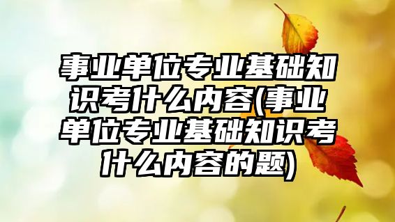 事業(yè)單位專業(yè)基礎(chǔ)知識考什么內(nèi)容(事業(yè)單位專業(yè)基礎(chǔ)知識考什么內(nèi)容的題)