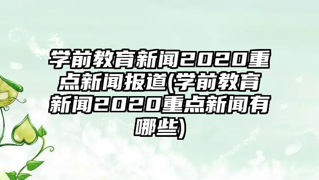 學(xué)前教育新聞2020重點(diǎn)新聞報道(學(xué)前教育新聞2020重點(diǎn)新聞有哪些)