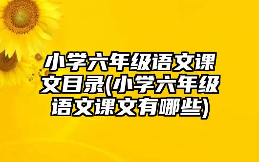 小學(xué)六年級語文課文目錄(小學(xué)六年級語文課文有哪些)