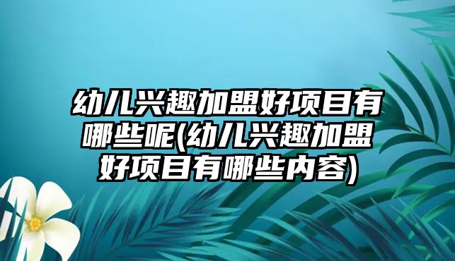 幼兒興趣加盟好項目有哪些呢(幼兒興趣加盟好項目有哪些內(nèi)容)