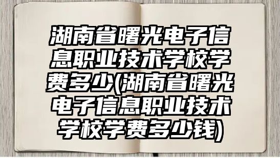 湖南省曙光電子信息職業(yè)技術學校學費多少(湖南省曙光電子信息職業(yè)技術學校學費多少錢)