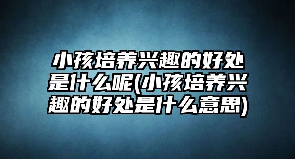 小孩培養(yǎng)興趣的好處是什么呢(小孩培養(yǎng)興趣的好處是什么意思)