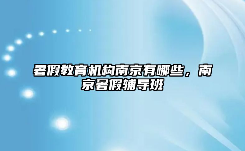 暑假教育機構南京有哪些，南京暑假輔導班