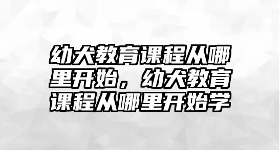 幼犬教育課程從哪里開(kāi)始，幼犬教育課程從哪里開(kāi)始學(xué)