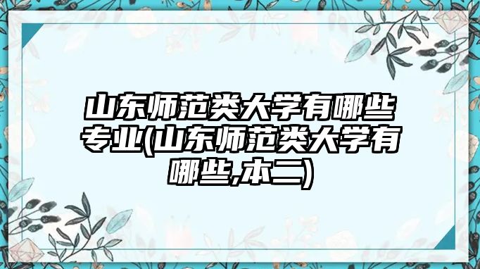 山東師范類大學有哪些專業(yè)(山東師范類大學有哪些,本二)