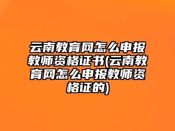 云南教育網怎么申報教師資格證書(云南教育網怎么申報教師資格證的)